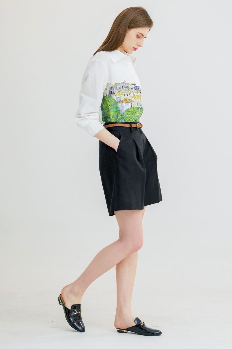 [Pre Order] High Waisted Pleated Shorts with Belt