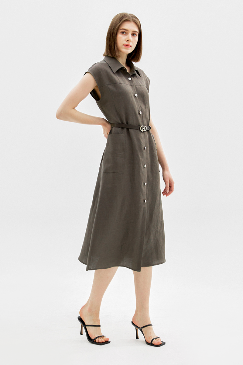 [Pre Order] Button-up Belted Linen Dress