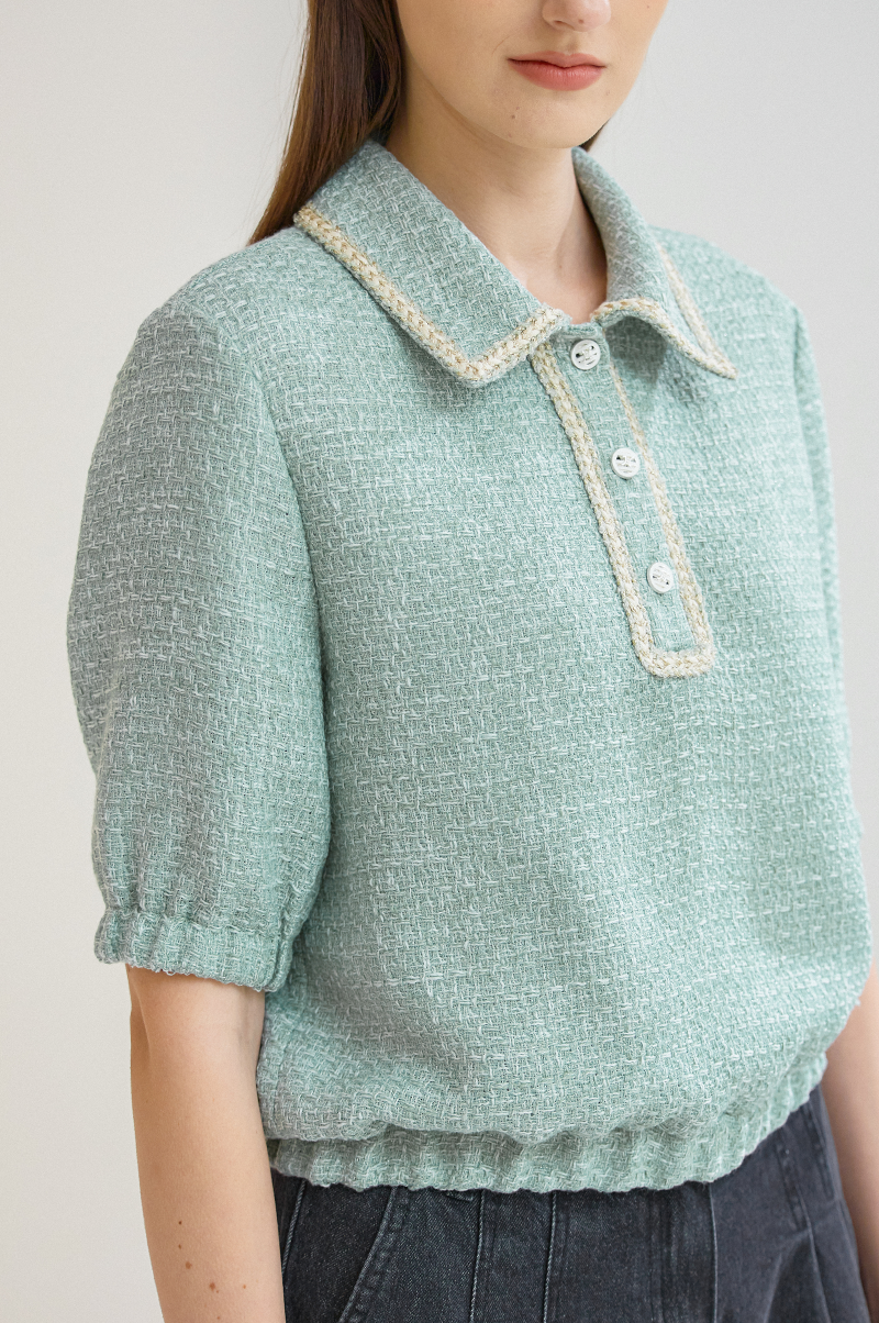 [Pre Order] Collar Tweed Blouse