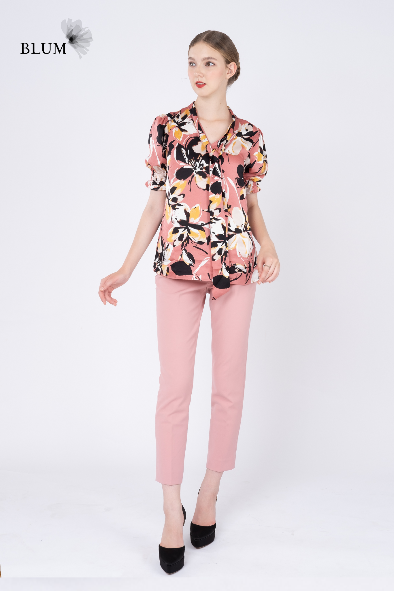 PAOLA Puff Sleeve Floral Blouse