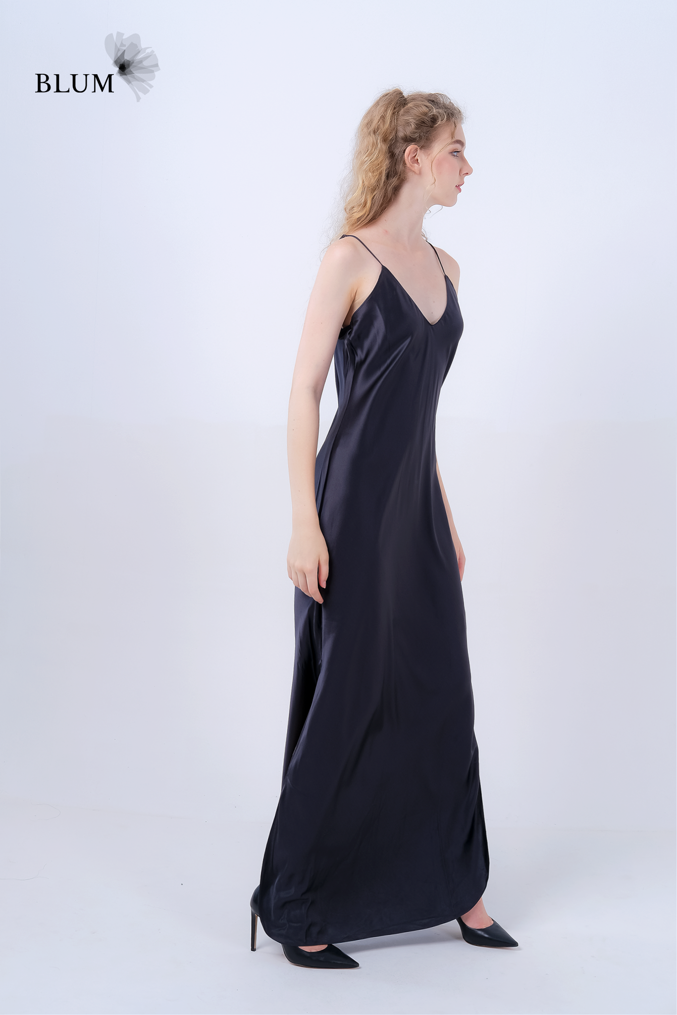 QUINN Slim Fit Open-Side Maxi Dress
