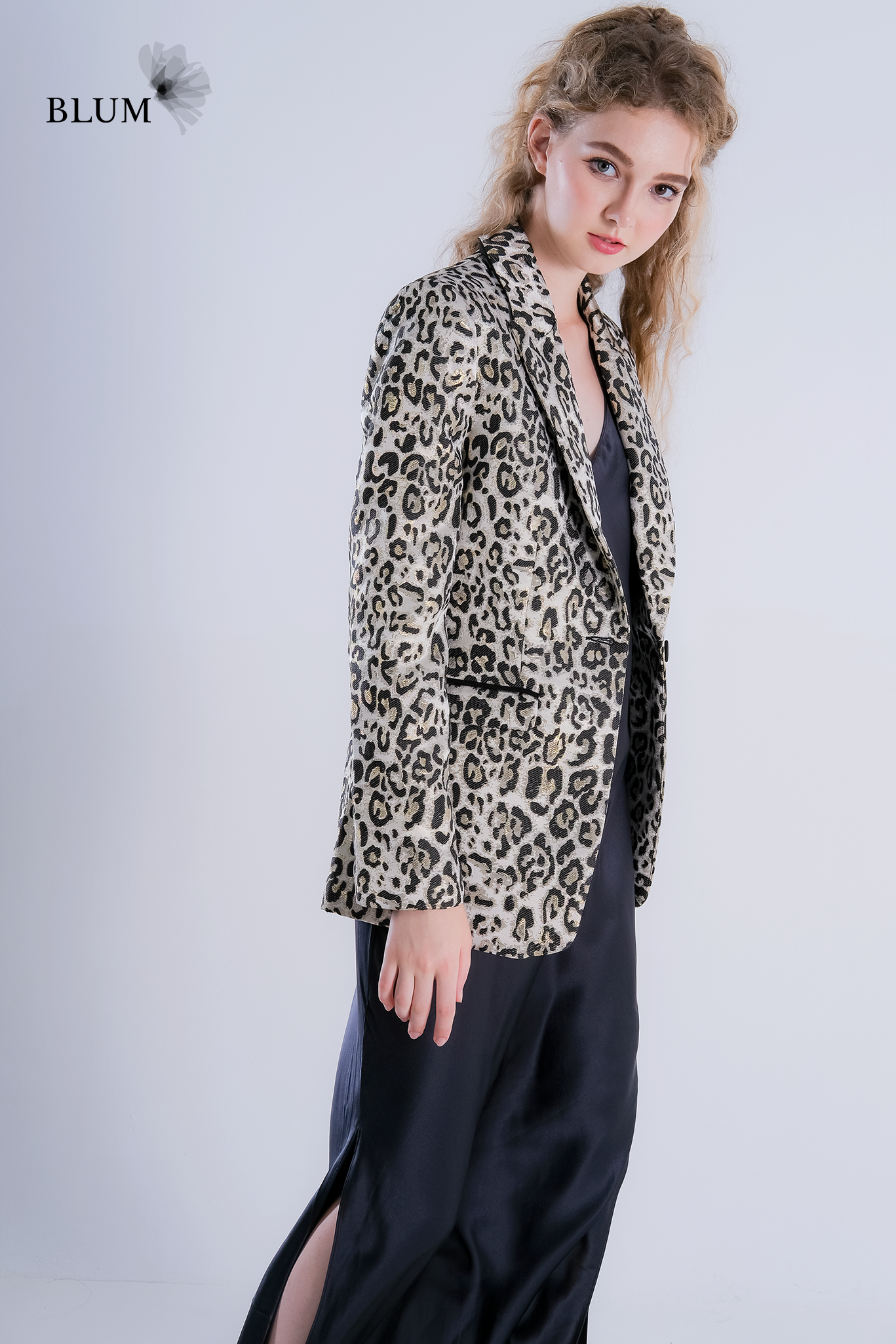 LEA Leopard Print Tailored One-Button Blazer