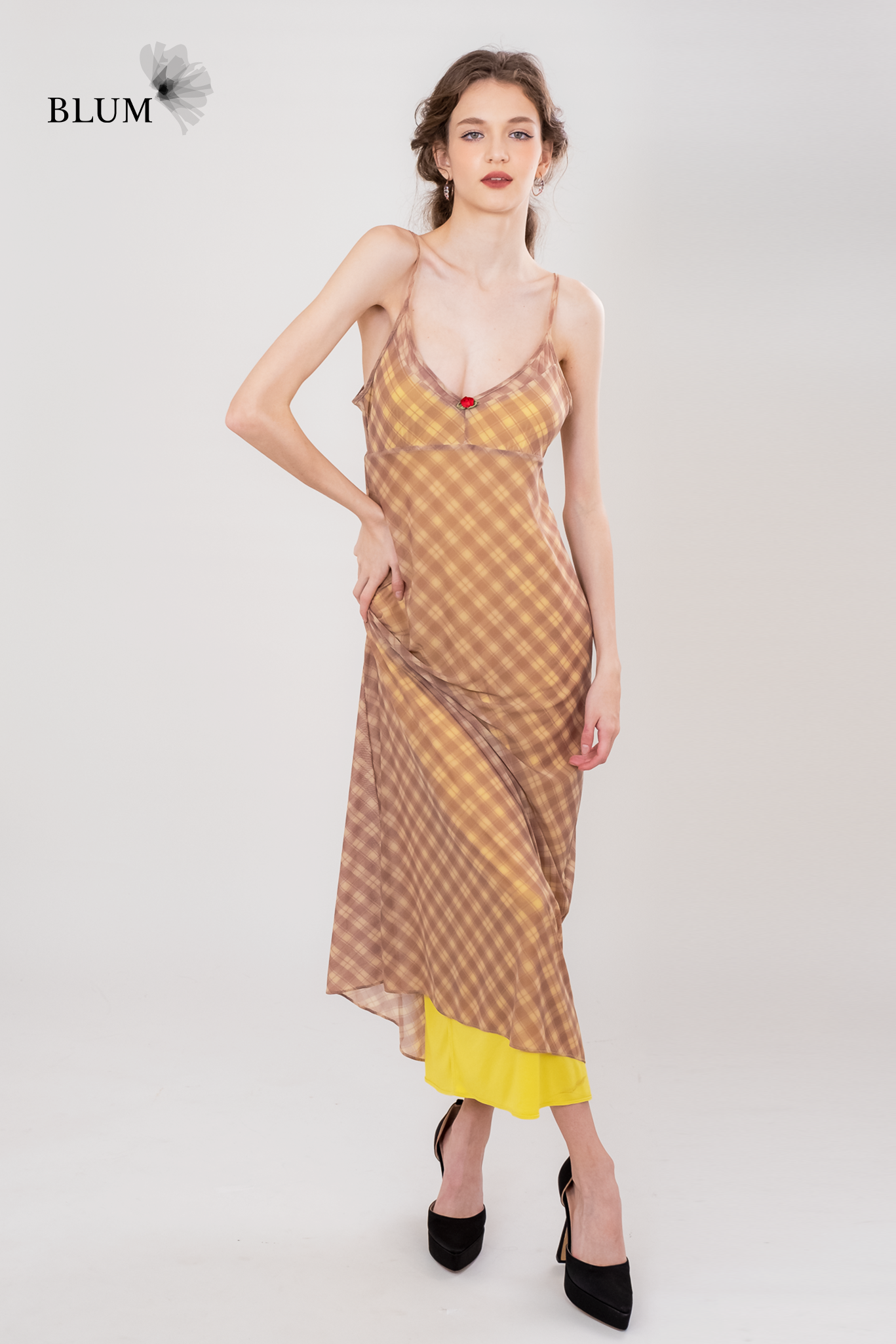 KINLEY Checkered Maxi Dress