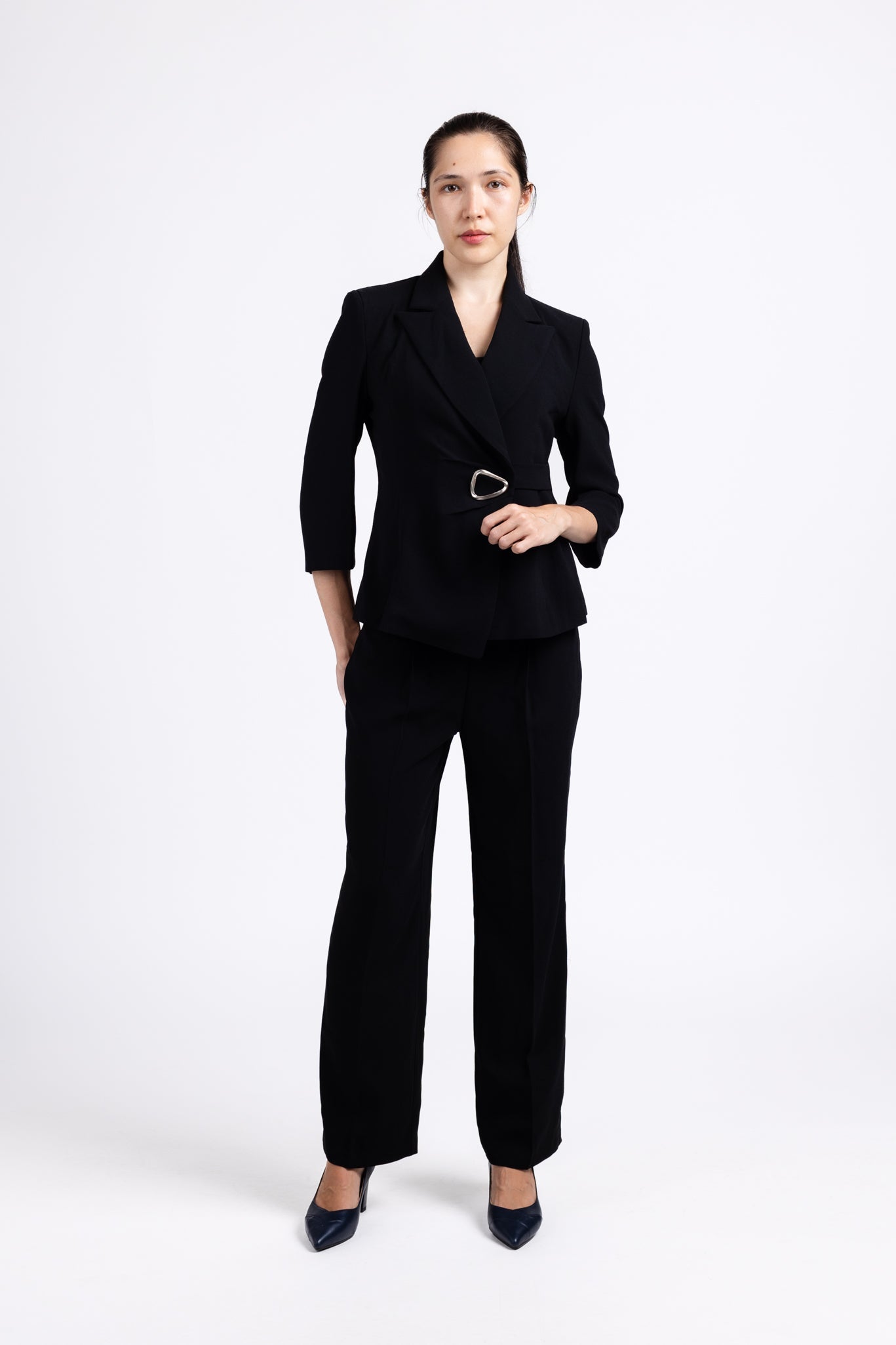 Maeve Buckle Detail Belted Tailored Blazer