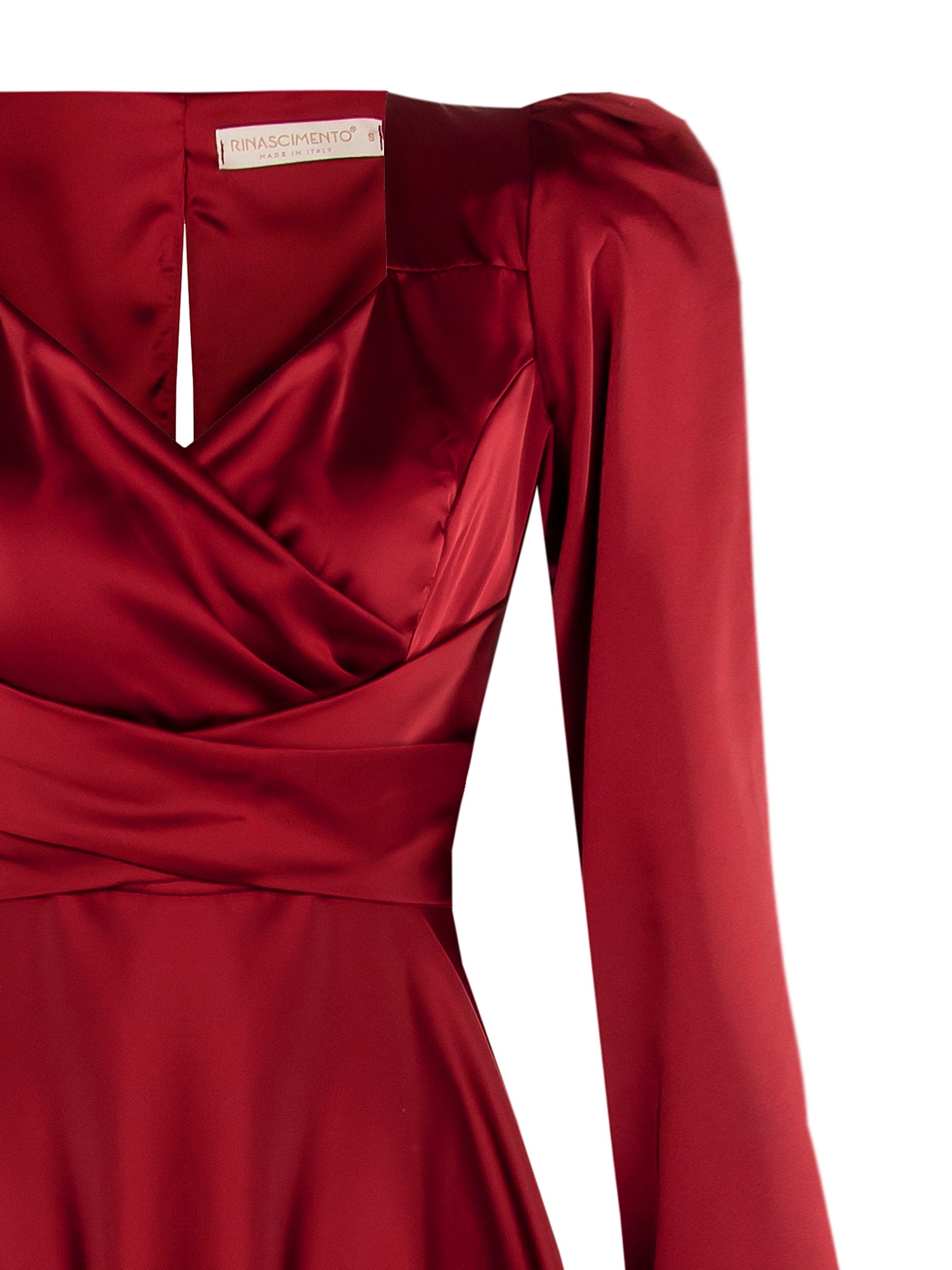 CHANTAL Long Sleeve Red Maxi Dress