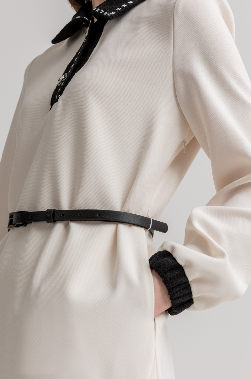 [Pre Order] Tweed Collar Belted Dress