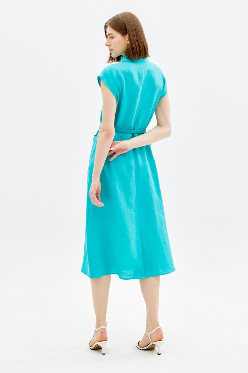 [Pre Order] Button-up Belted  Linen Dress