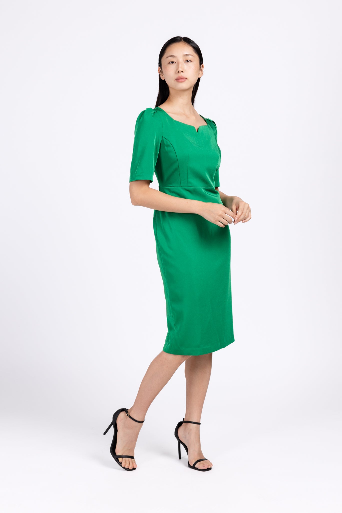 ELLA Fitted Midi Dress (Green)