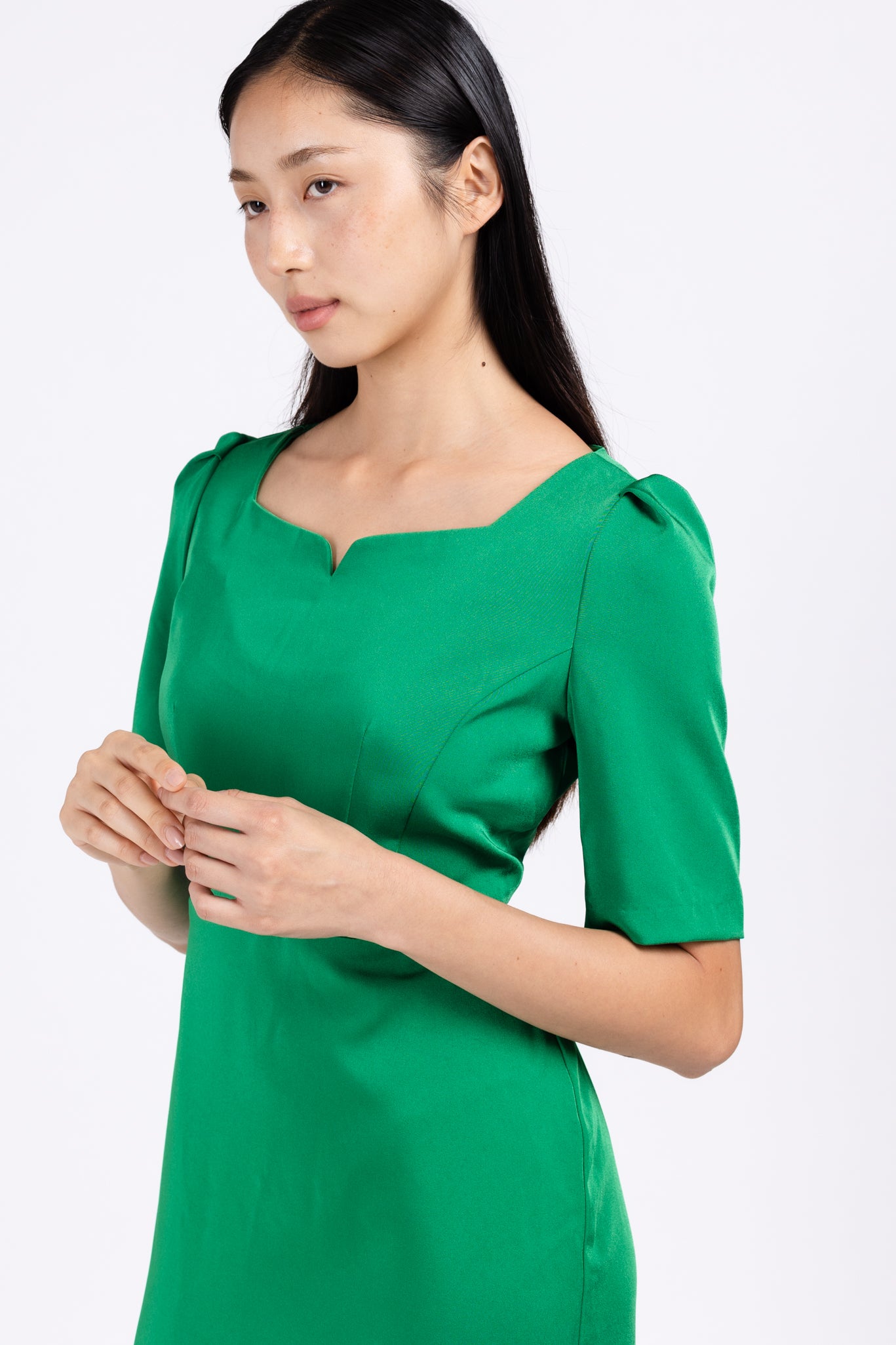 ELLA Fitted Midi Dress (Green)