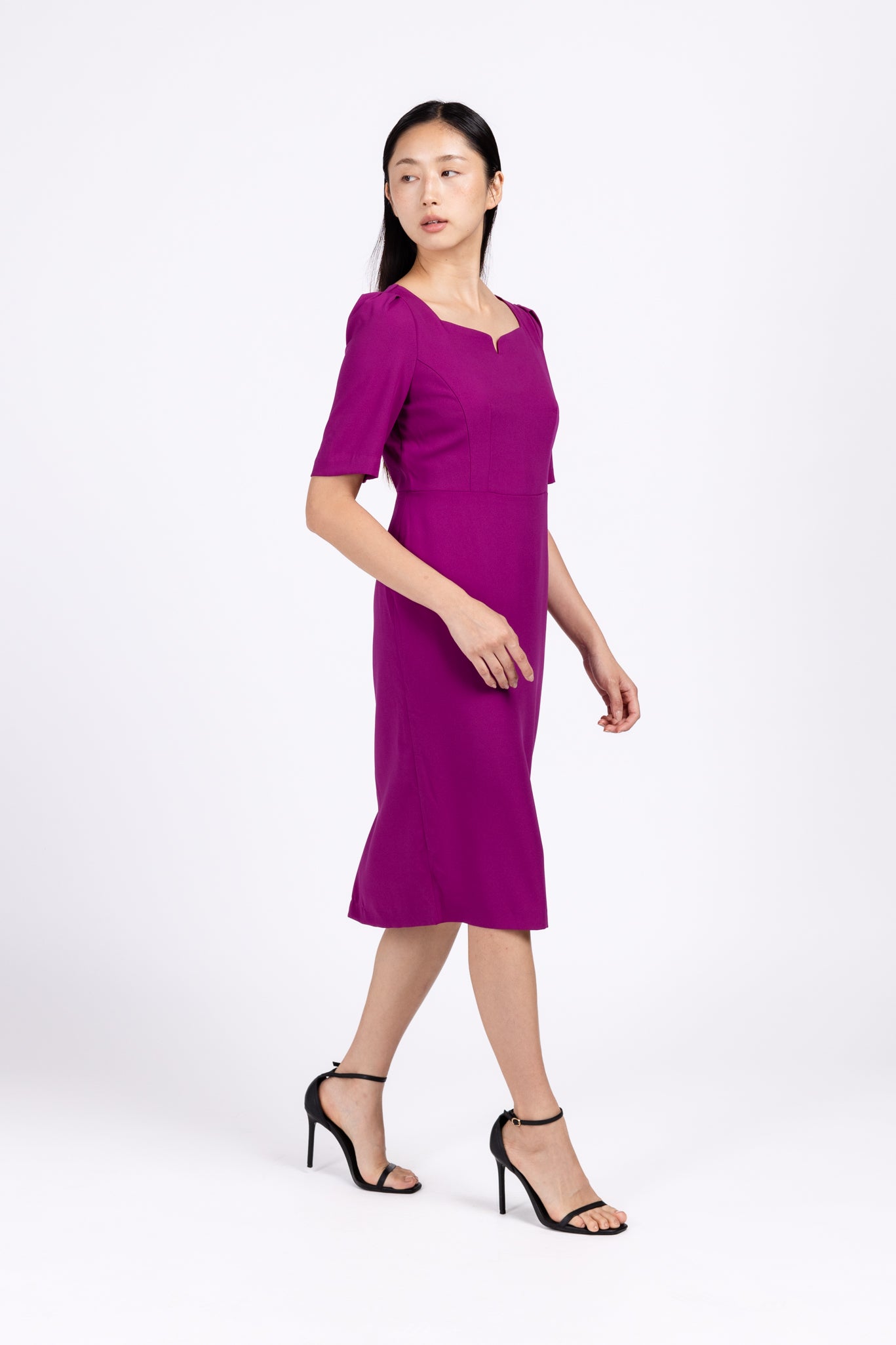 ELLA Fitted Midi Dress (Purple)