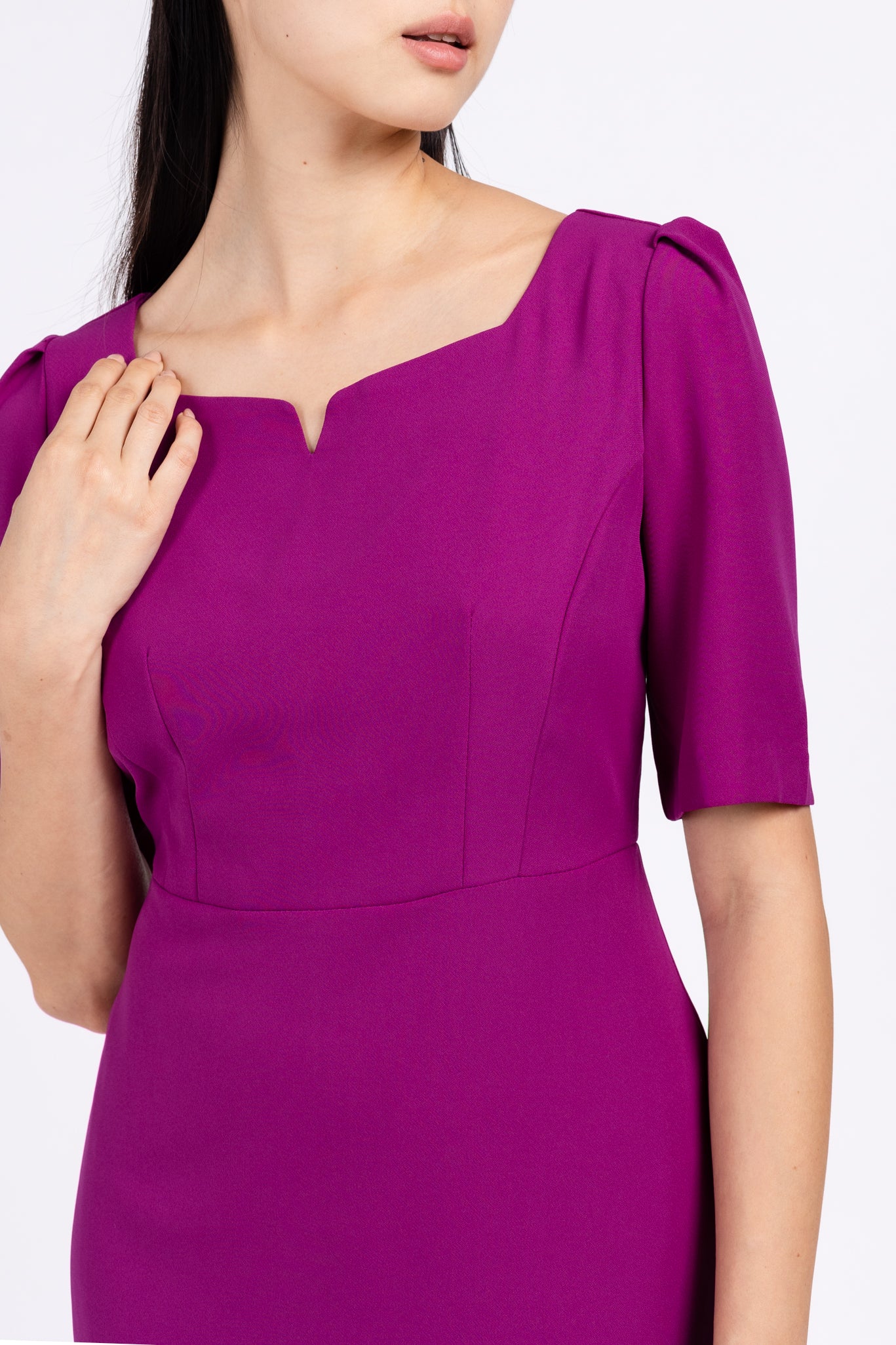 ELLA Fitted Midi Dress (Purple)