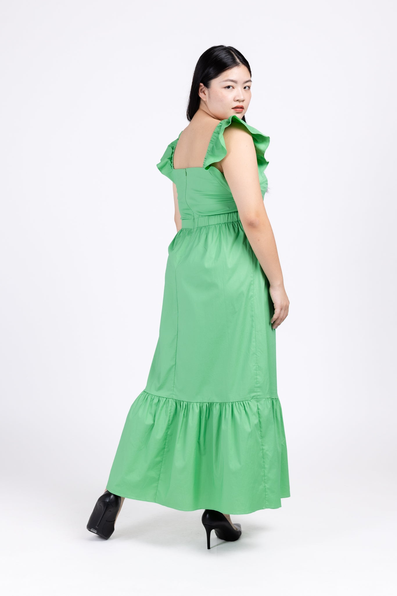 BIANCA Straight Cut Ruffle Dress (Green)