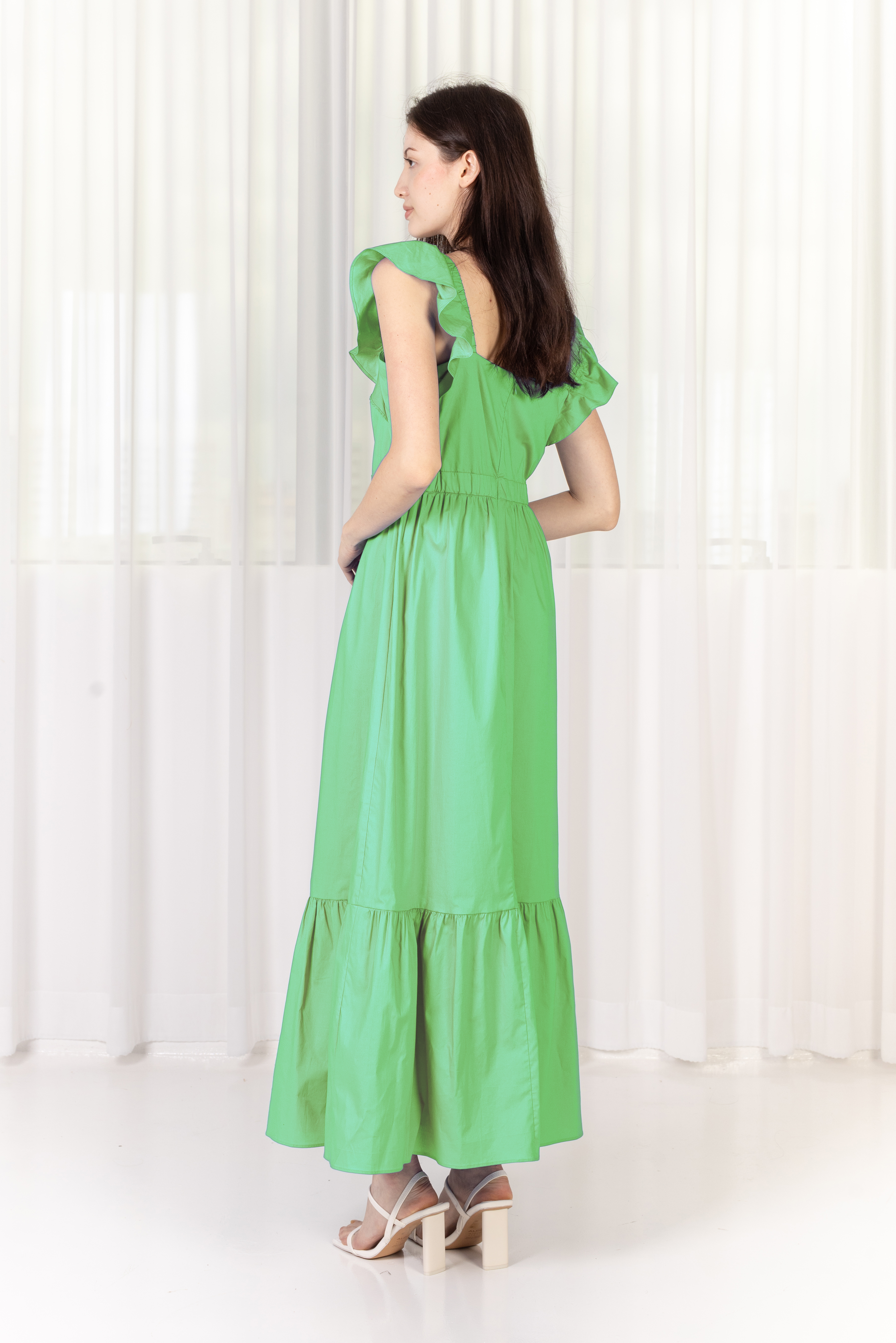 BIANCA Straight Cut Ruffle Dress (Green)