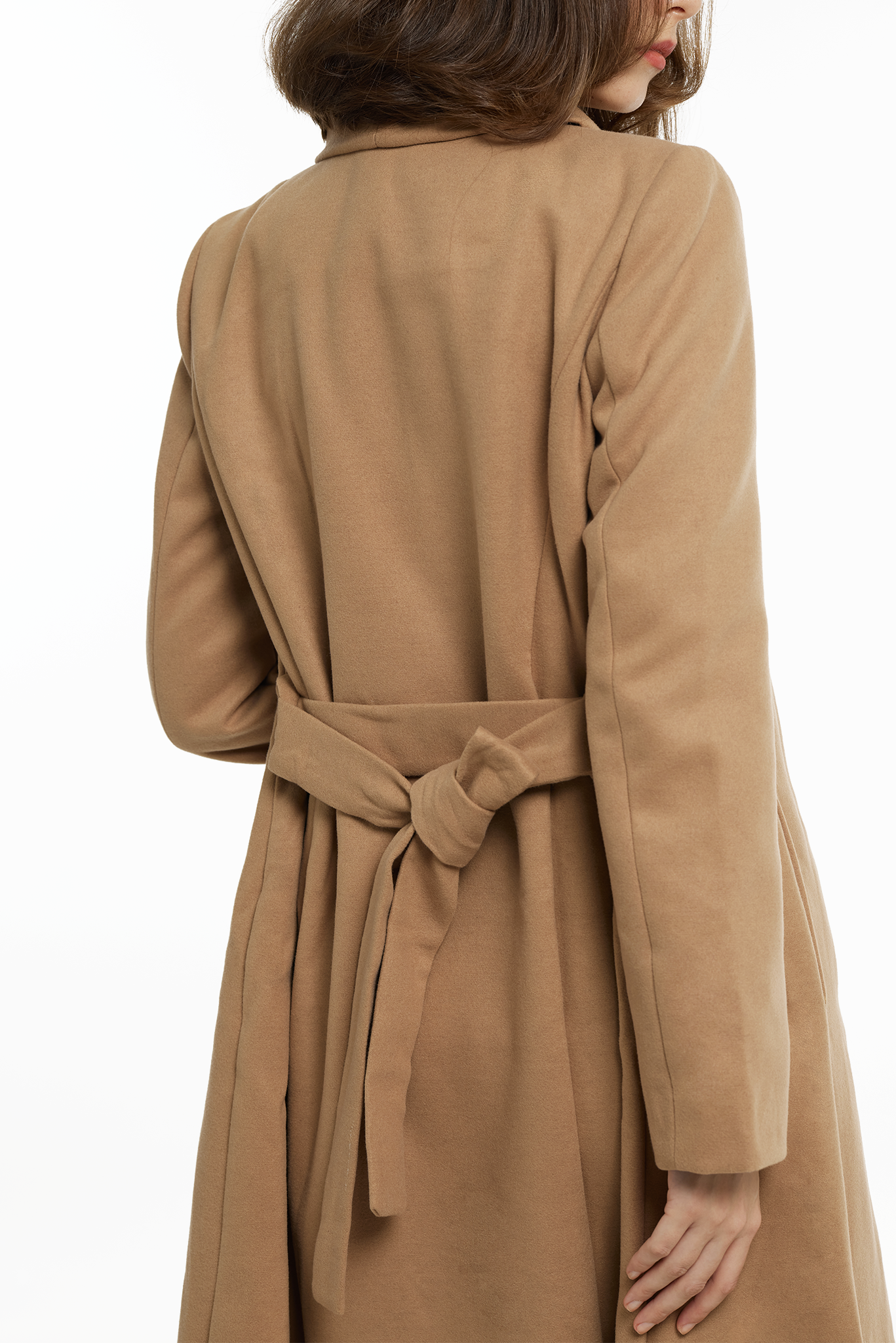 ANIKA Double Breasted Collarless Coat With Detachable Shawl