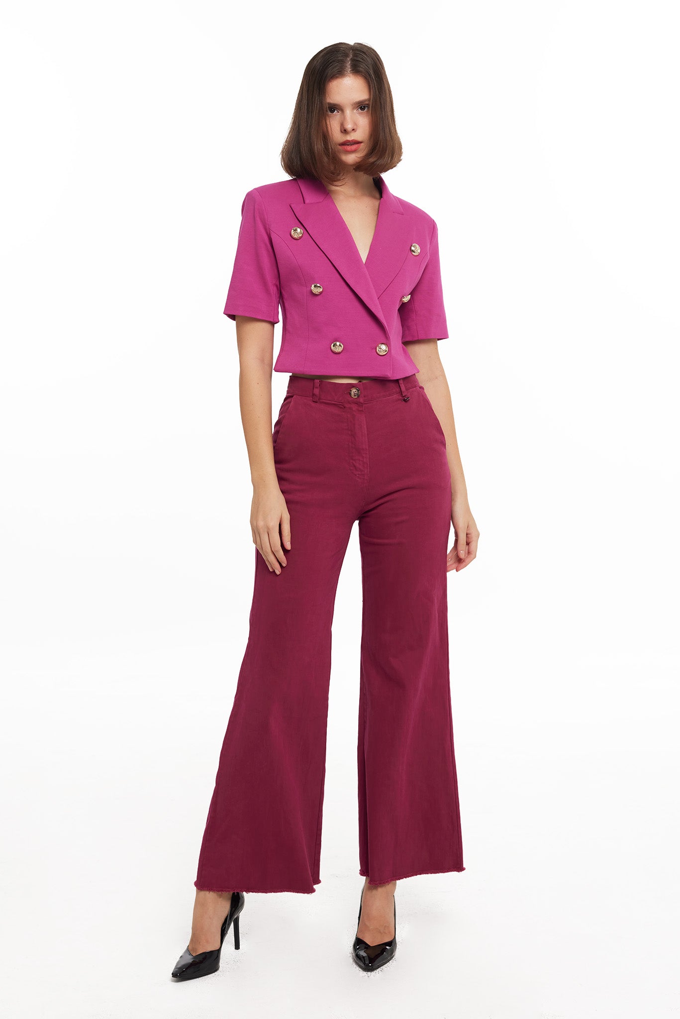 CHLOE Lapel Crop Jacket (Pink)